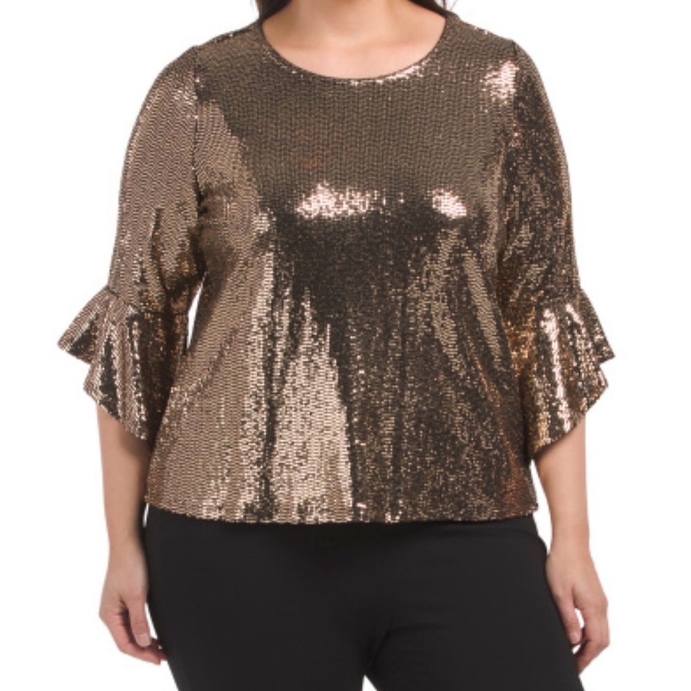 Women's Gold Sequin Top